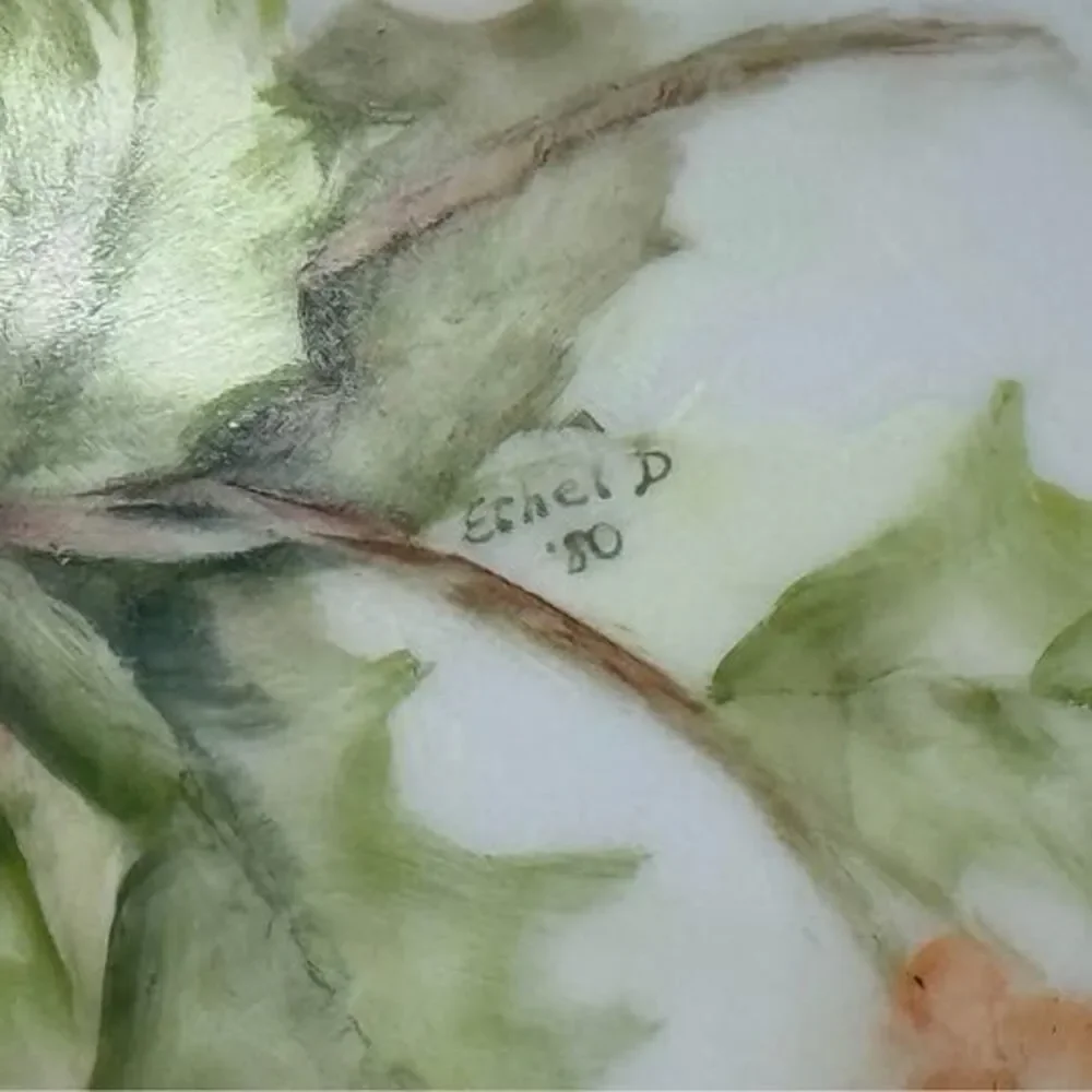 Vintage Hand-Painted Holly and Berry Porcelain Plate Signed 1980